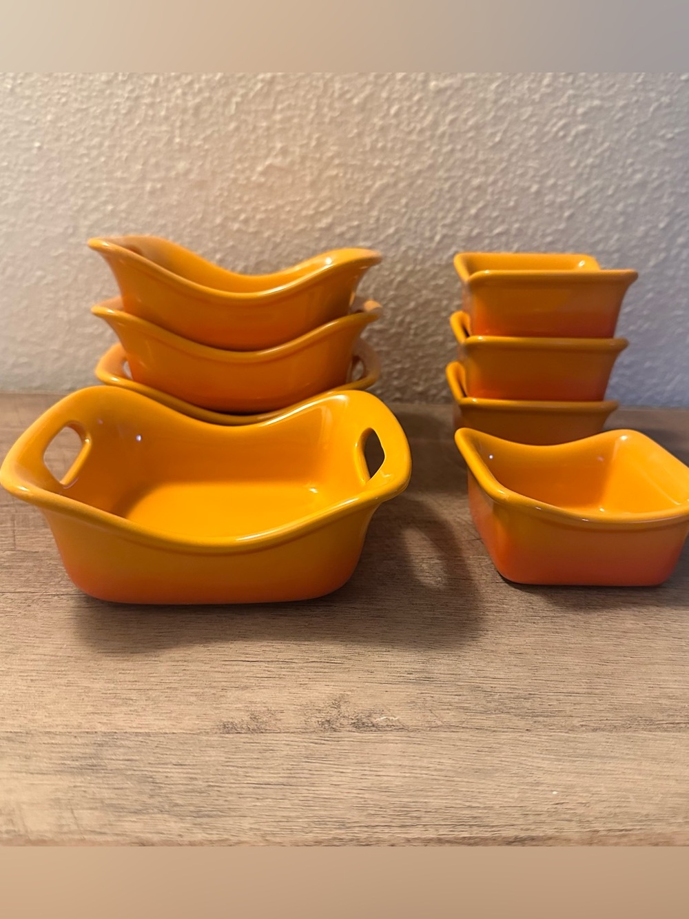 Rachael Ray Ceramic Mini Casserole Stoneware Baking Dish Orange Ombre Set of 8